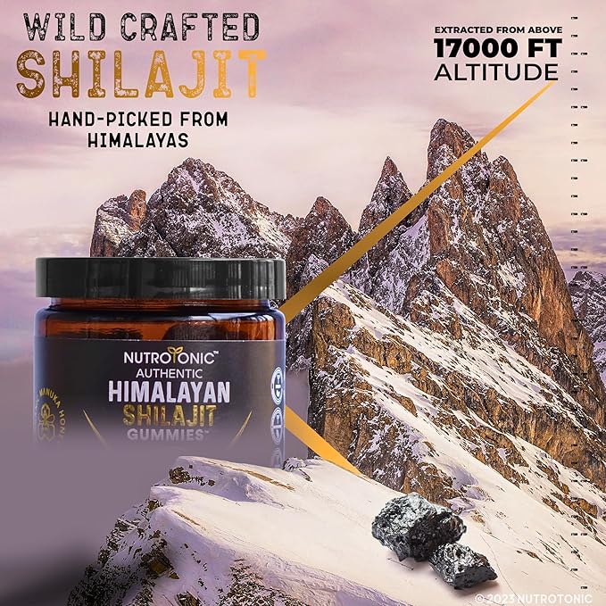 Organic SHILAJIT Gummies by NutroTonic | Cane Sugar Free, Sweetened by Organic Manuka Honey | Clean Formula | Natural Fulvic & Humic Acid | Heart & Brain, Cellular Health | 30 Healthy Gummies (1)