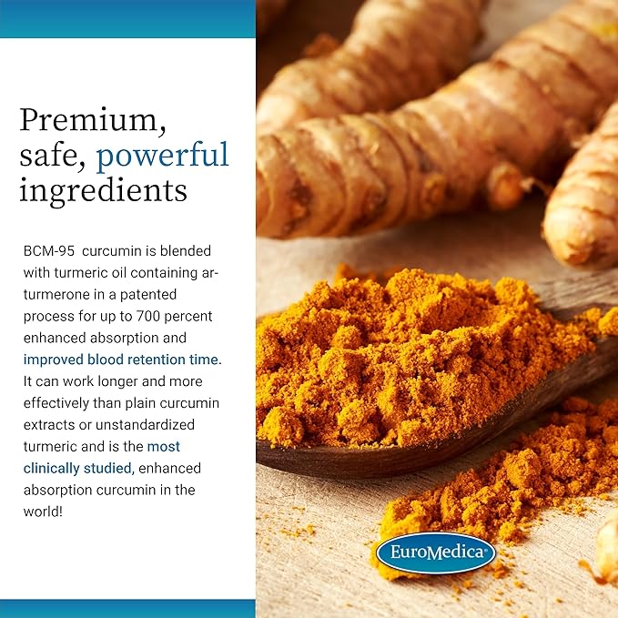 EuroMedica Curaphen Extra Strength - Curcumin & Boswellia Supplement for Healthy Circulation Support - Turmeric Supplement to Support Joints, Muscle Health & Endorphin Production - 120 Tablets