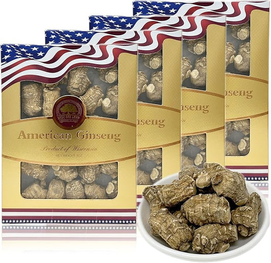 DOL 禮盒四盒裝 Hand-Selected A Grade Cultivated Wisconsin American Ginseng Roots,Ginseng Pearl 美國威斯康辛州西洋參 花旗參 16oz.(113g/Box)