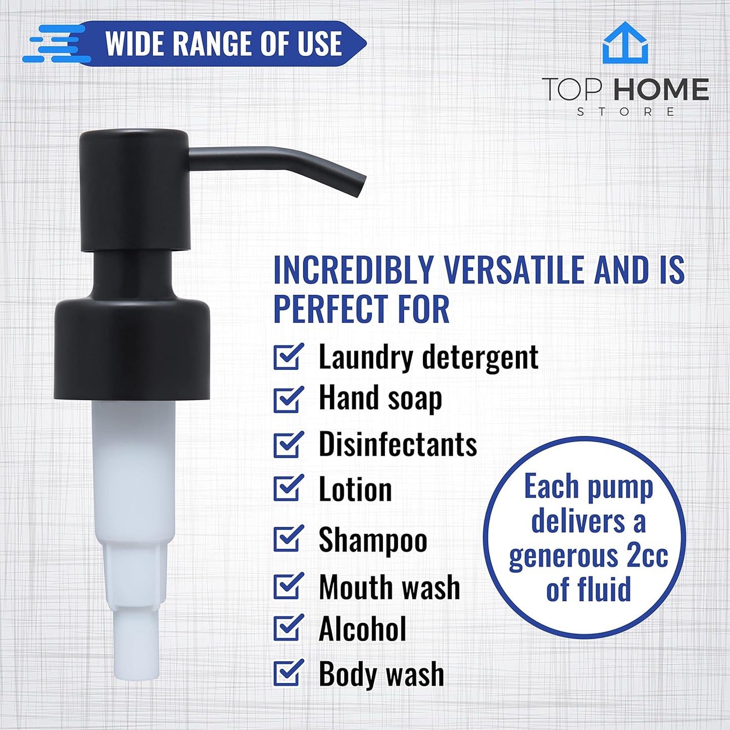 Stainless Steel Soap and Lotion Dispenser Pumps, Replacement for Your Bottles (Black Matte, 2 Pack)