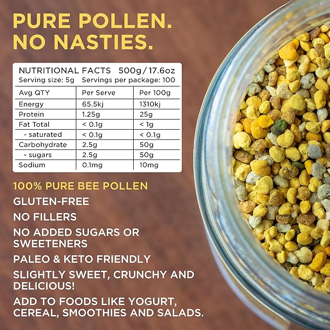 Bee Pollen Granules - Nature's Superfood, Superior Taste - Western Australia Pure Bee Pollen for Optimal Health (1.1 Pound)