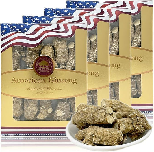 DOL Hand Selected Cultivated Wisconsin American Ginseng Pearl Ginseng 花旗参/西洋参 精选珍珠参 - in Box. (Large 4oz/Box*4)