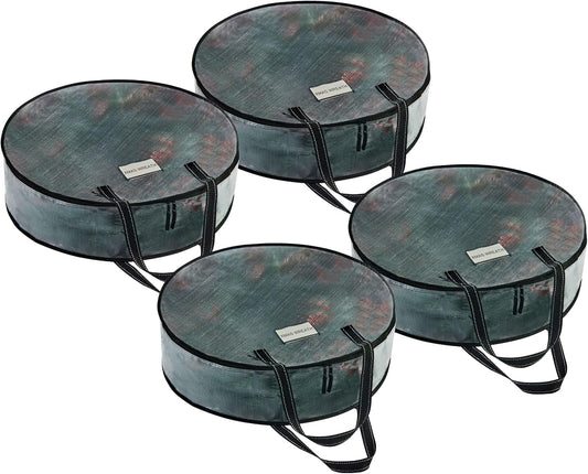 VENO 4 Pack Christmas Wreath Storage Container - 36 Inch Clear Wreath Bag, Christmas Garland and Holiday Decoration Organizers with Zipper and Durable Handles (Clear, 36"-4 Pack)