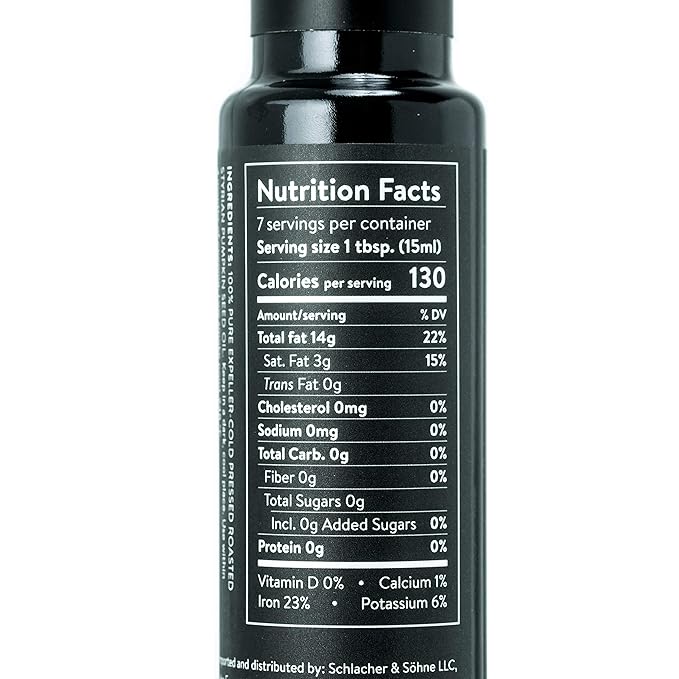 Schlacher & Söhne Styrian Pumpkin Seed Oil: 100% Pure, Cold Pressed, Non GMO, Gluten Free, Vegan, May Helps in Hair Growth, Made in Austria (100 ml, 3.3 FL OZ)