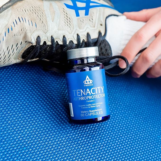 Thrivous Tenacity - Enhance Joint & Bone Function for Better Aging - Advanced Geroprotector Supplement: Turmeric Curcumin, ApresFlex Boswellia, Vitamin D3, Vitamin K2 MK7, Same - 60 Capsules