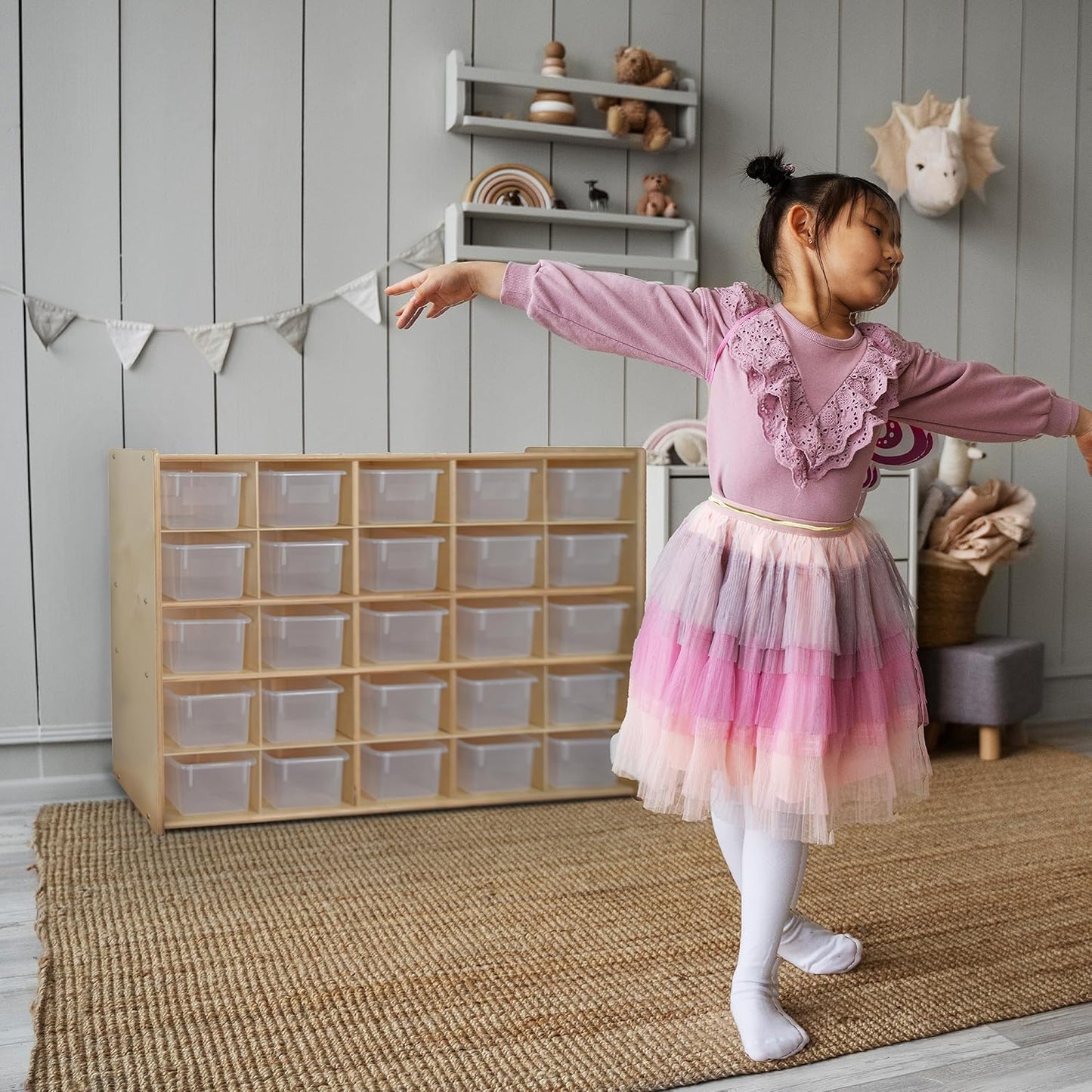 Contender 25 Cubby Birch Plywood Storage Cabinet, Office And Homeschool Organizer For Toys, Books, Art And Craft Supplies, Greengaurd Gold Certified [ Fully Assembled ]