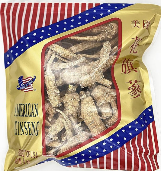 American Ginseng SKU 0200PB-8 |Wisconsin Ginseng Root |Culticate Ginseng Root|总统牌美国花旗参|總統牌美國花旗參|Cultivate Ungraded | 8oz Bag,原枝参 Greenlike