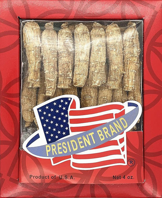 American Ginseng SKU 0158PB-S4|Wisconsin Ginseng Root |Culticate Ginseng Root|总统牌美国花旗参|總統牌美國花旗參|Nhân Sâm Mỹ |미국인삼|Small Half Short|4oz Box, 小长泡