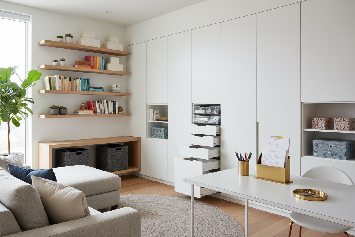 At SpaceSavvy, we’re passionate about helping you create organized, clutter-free spaces that make life easier and more enjoyable. Whether it’s your home, office, or workspace, we provide practical storage and organization solutions designed to maximize every inch of your space. (make it real photo)