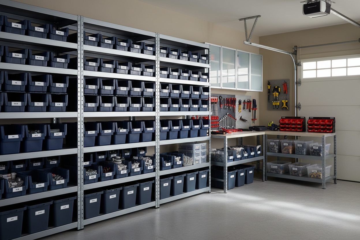 Garage & Utility Solutions

Heavy-duty shelving, tool organizers, and bins for a tidy, functional workspace. (make it real photo)